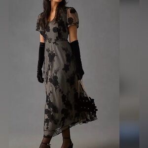 Geisha Designs Paras & Shalini Anthropologie Black Lace Overlay Formal Dress NWT